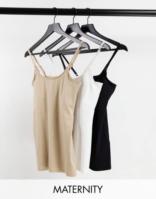 New Look Maternity - Set van 3 borstvoedinghemdjes in zwart, wit en beige