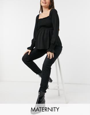 new look black peplum top