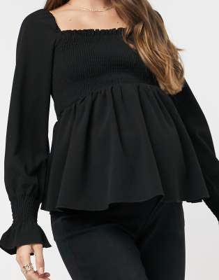 new look black peplum top