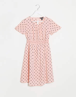 pale pink polka dot dress