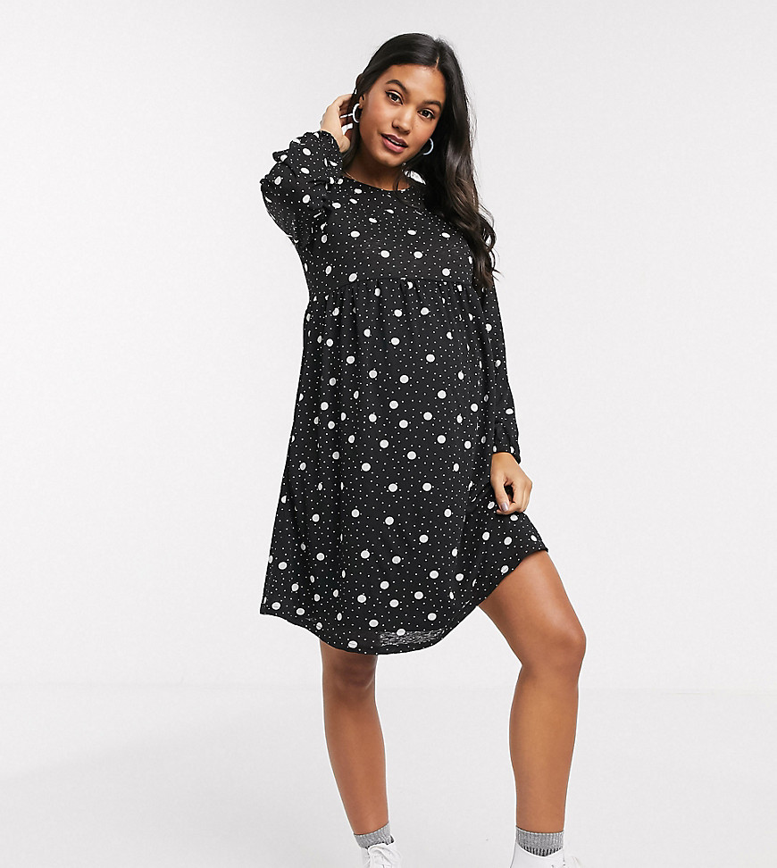 New Look Maternity smock dress in black polka dot
