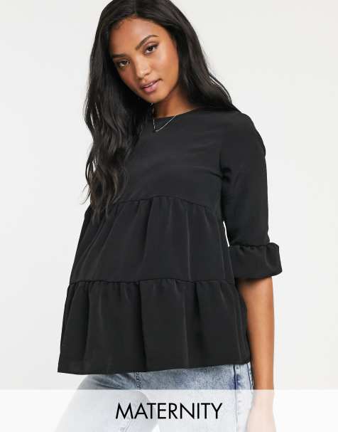 New Look Maternity smock peplum blouse in black