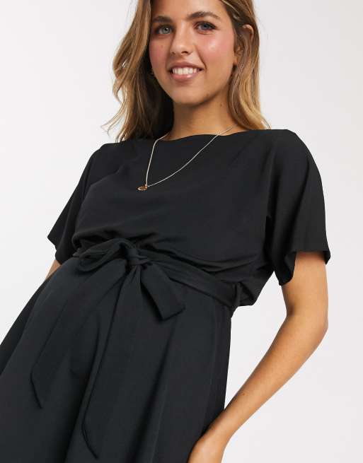 New Look - Maternity - Sort top med flagermusærmer og bindebånd på front, 3 af 4