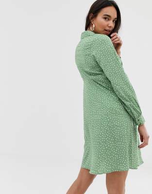 new look green button dress