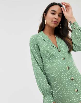 new look green spot dress