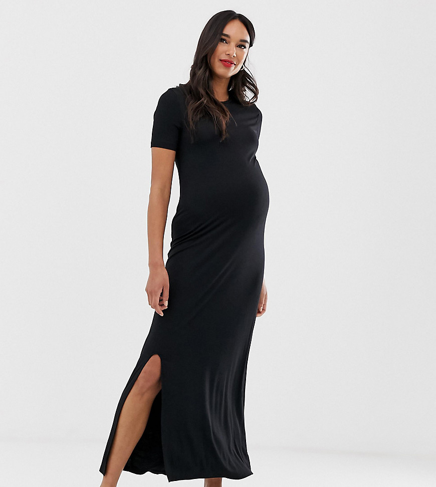 New Look Maternity t-shirt maxi dress in black