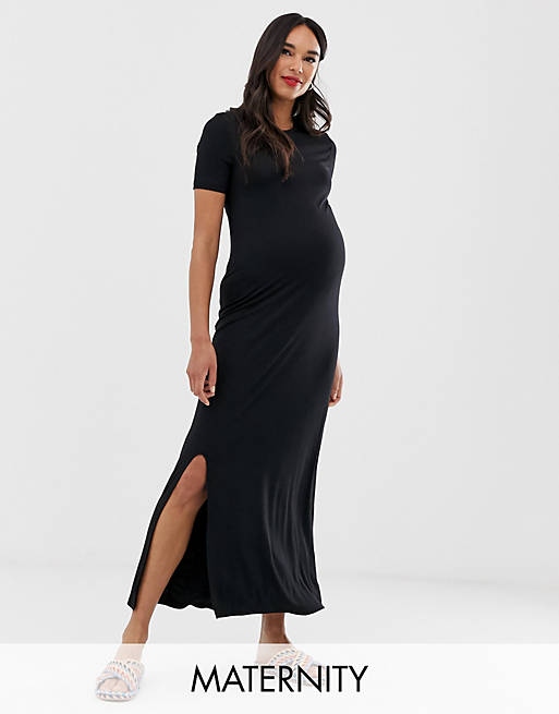 New Look Maternity t-shirt maxi dress in black | ASOS