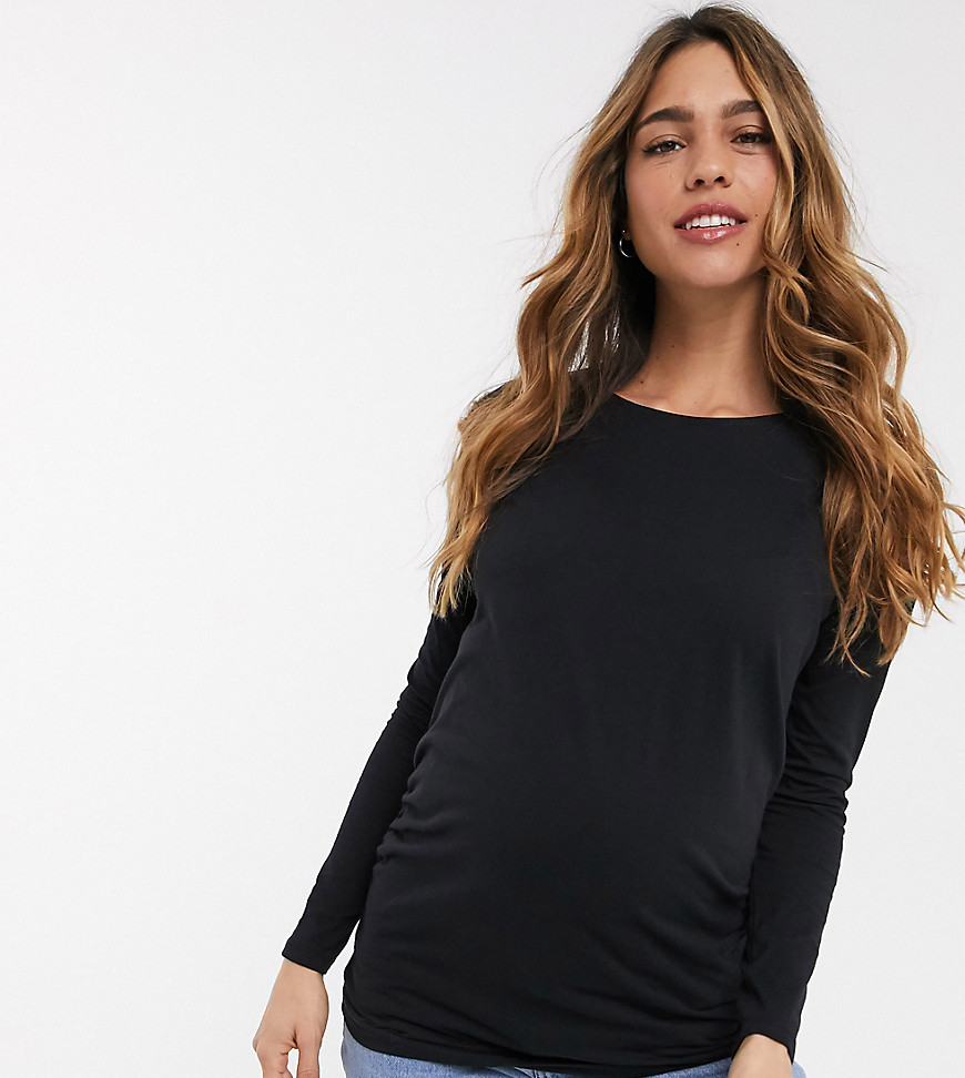 New Look Maternity - T-shirt met lange mouwen in zwart-Grijs