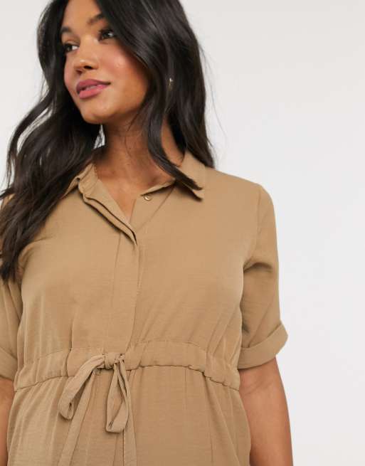 Camel utility tie outlet waist shirt dress