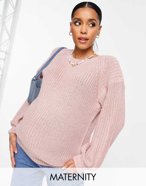New Look Maternity - Trui met volumineuze mouwen in lichtroze