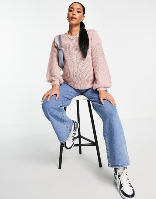 New Look Maternity - Trui met volumineuze mouwen in lichtroze, 4 van 4