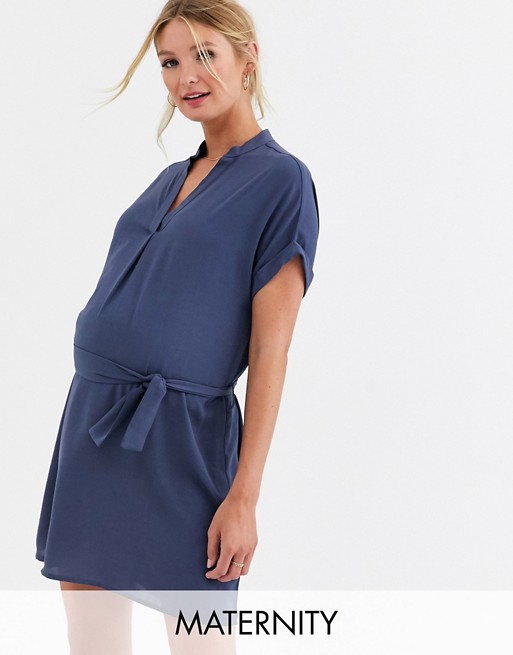 New Look Maternity Tunic belted dress in blue