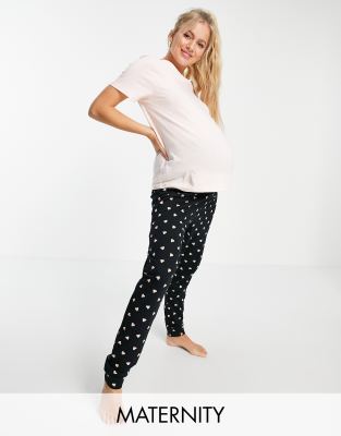 New Look Maternity – Umstandsmode – Pyjama-Set mit „Mama & Mini“-Aufdruck und Jogginghose in Rosa
