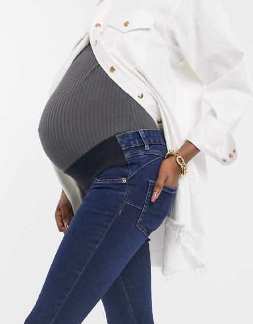 New Look Maternity underbump lift & shape jegging in indigo, ASOS