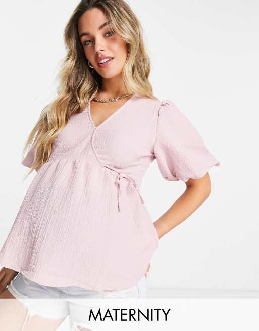 New Look Maternity Wickelbluse in Rosa mit SchoBchen ASOS