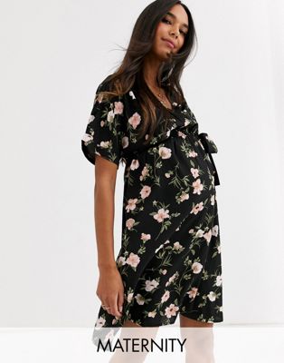 floral wrap maternity dress