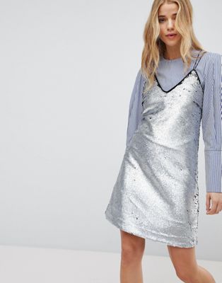 new look silver dress