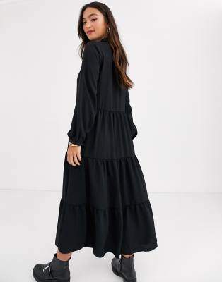 black maxi shirt dress uk