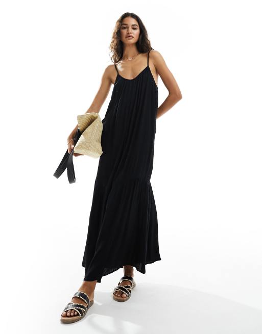 New Look – Maxi-Strandkleid in Schwarz mit überkreuzter Rückseite, 4 von 4