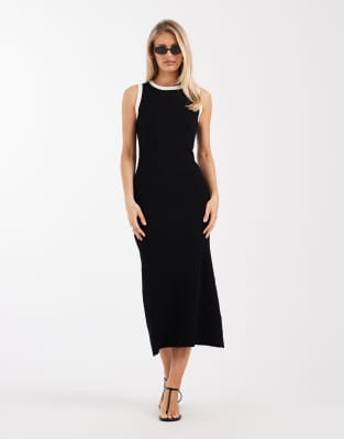 New Look - Maxi-Strickkleid in Schwarz mit Zierstreifen