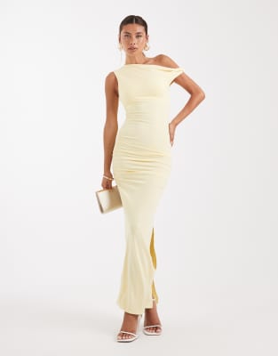 New Look - Maxikleid in Gelb mit abfallender Schulterpartie