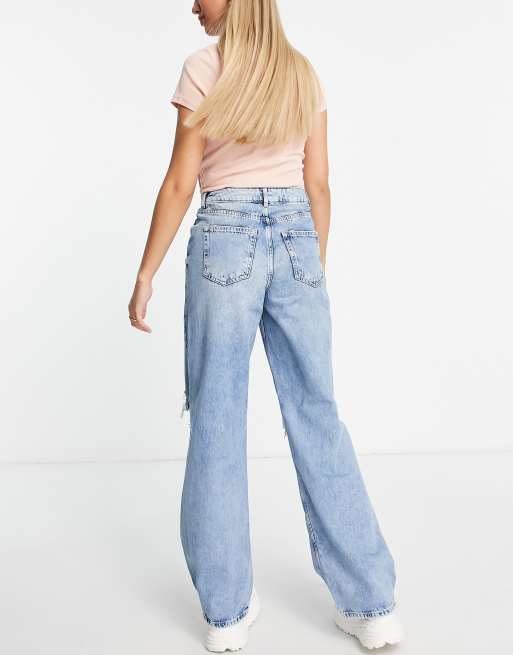 New Look – Mellanblå baggy jeans i 90-talsstil med revor, 2 av 4