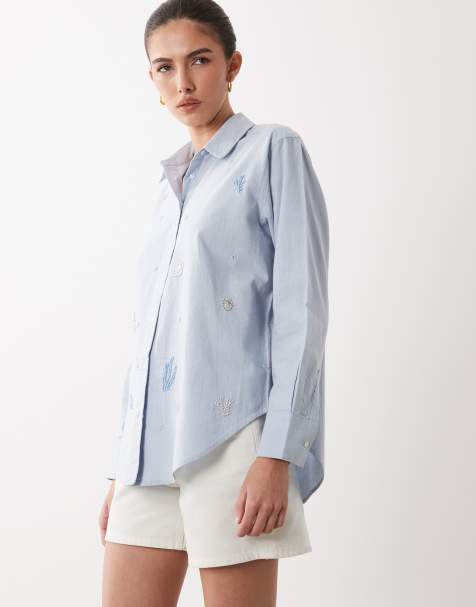 New Look – Mellanblå skjorta i twill med lång ärm - view 1