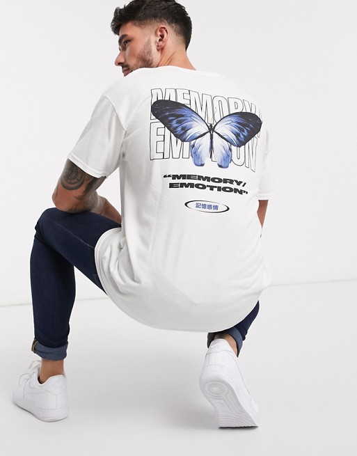 New Look memory butterfly front and back print t-shirt in white
