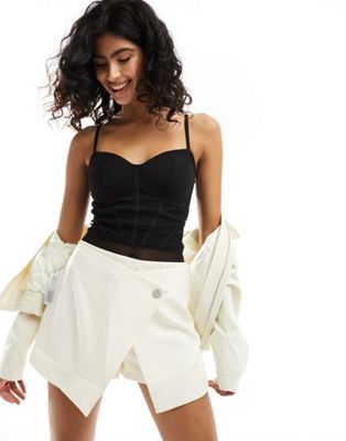 New Look mesh corset thong bodysuit in black - ASOS Price Checker