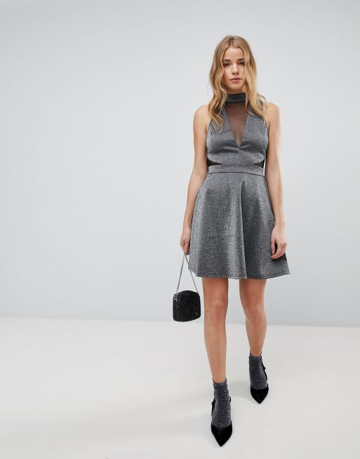 Silver metallic 2024 skater dress