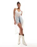 [New Look] New Look mesh longline cami top in white 12 WHITE
