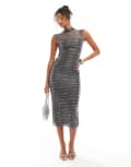 [New Look] New Look mesh sleeveless midi dress in pewter-Silver 6 SILVER