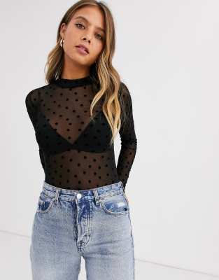 mesh turtleneck top