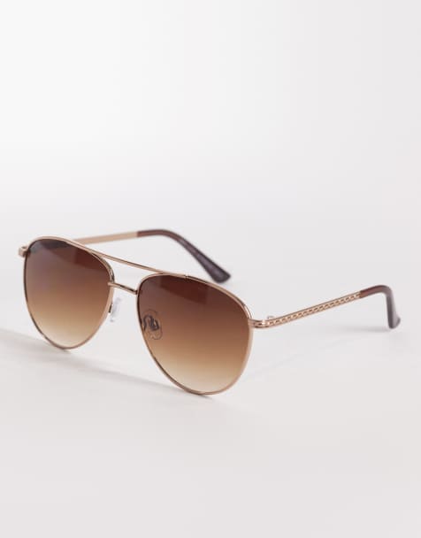 New Look metal aviator sunglasses in gold - view 1
