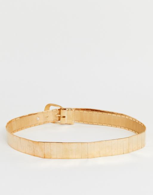 New Look metal detail belt in gold