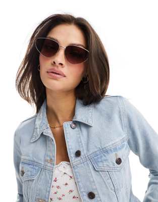 New Look metal frame cateye aviator-frame sunglasses in gold