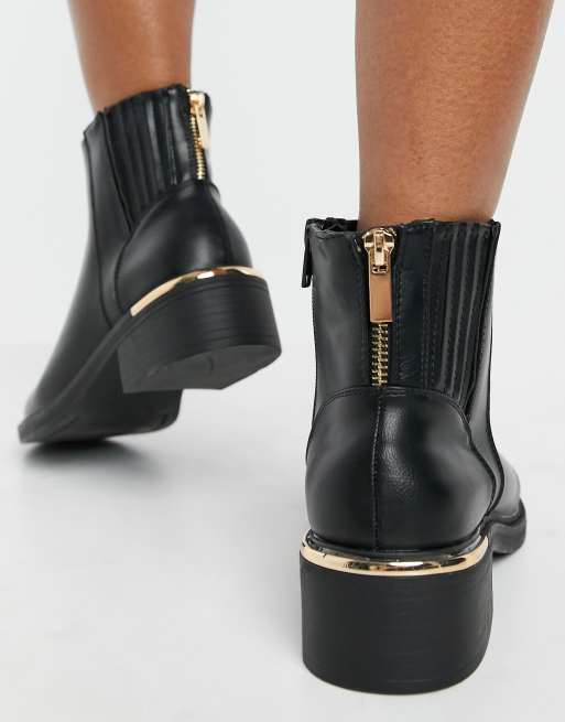 London rebel metal insert heel outlet low heel chelsea boot