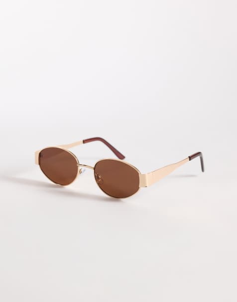 New Look metal oval sunglasses in gold - view 1