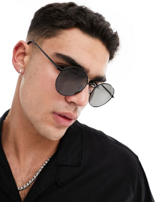  New Look metal round style sunglasses in black