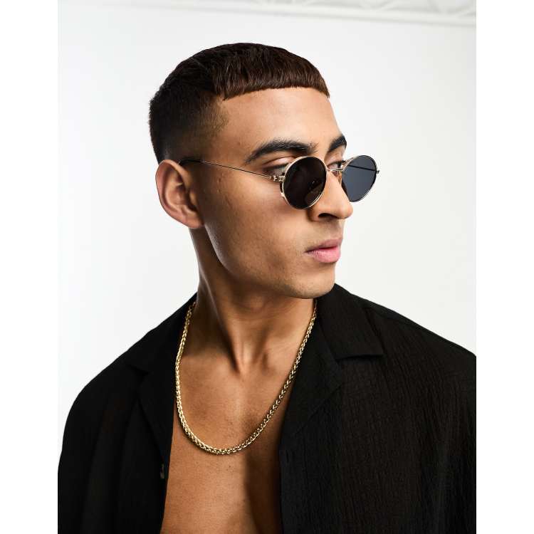 Round sunglasses cheap men gold