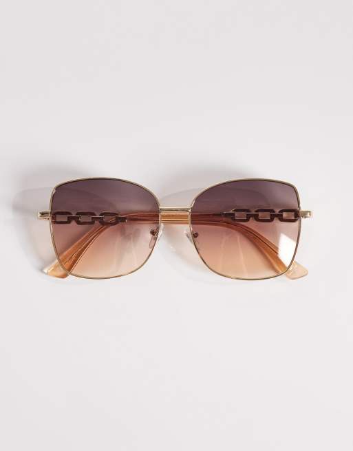 New Look metal square sunglasses in gold, 3 of 3