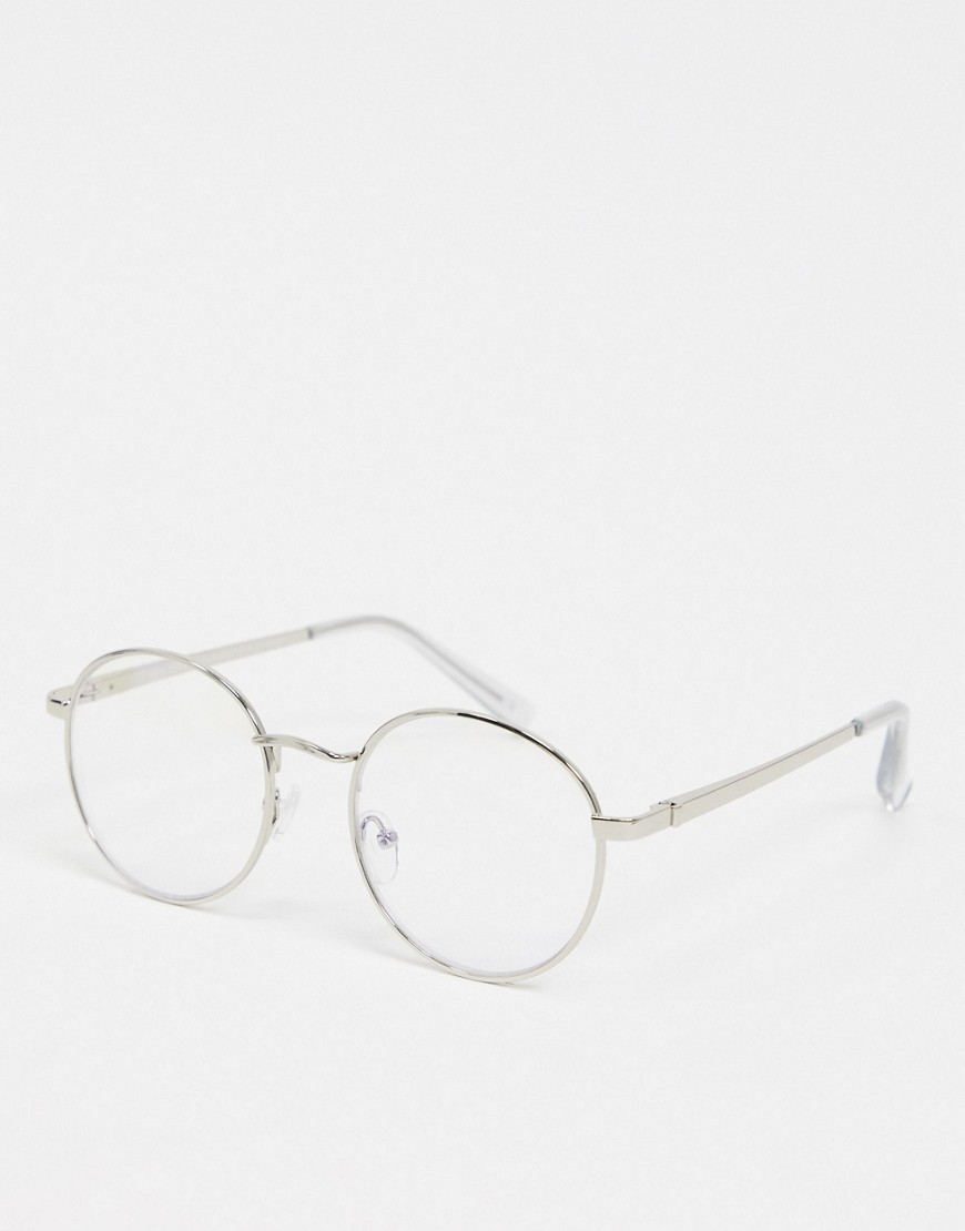 New Look - Metalen ronde bril met doorzichtige glazen in zilver