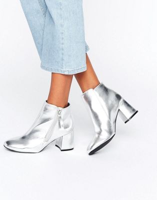 new look silver ankle boots