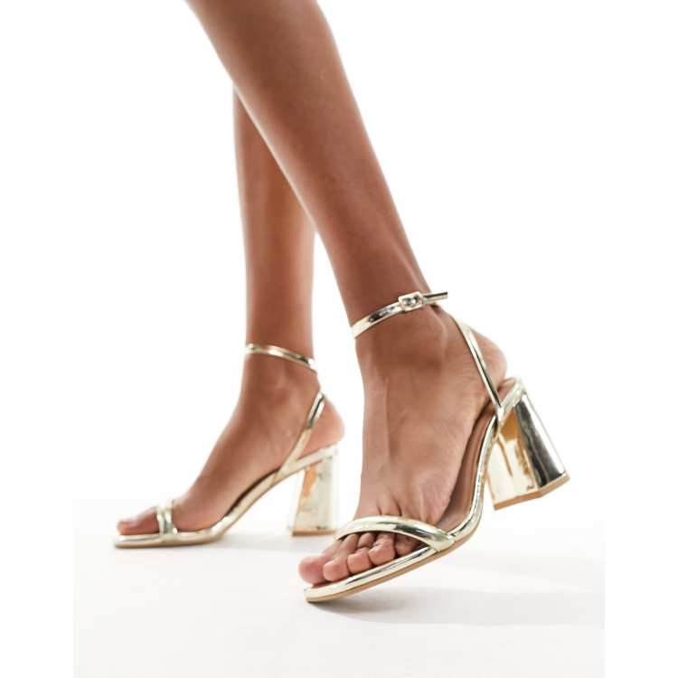 New look gold block heel outlet sandals