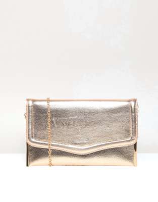 new look rose gold clutch