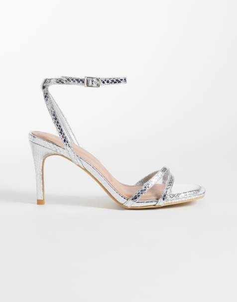New Look metallic stiletto heeled sandals in silver - view 1
