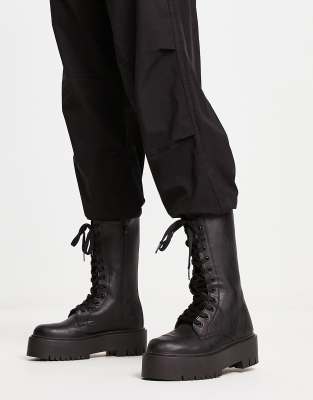 New look black hot sale lace up boots