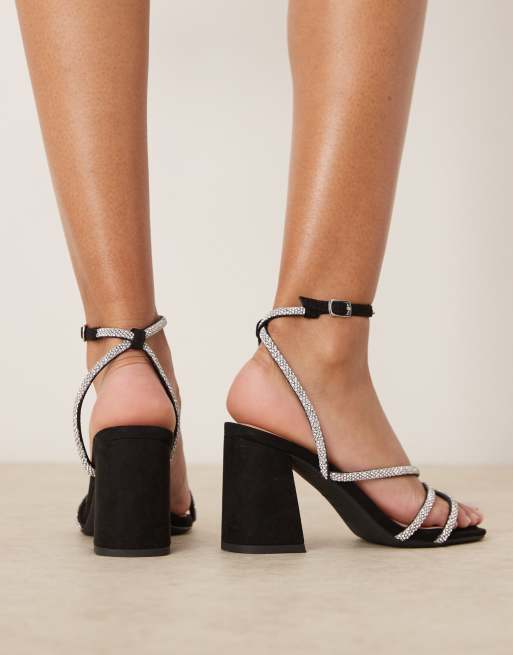 Black mid heels best sale