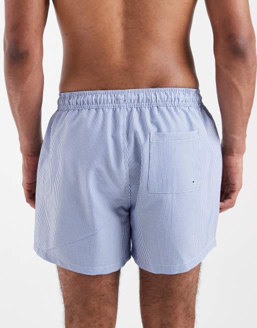 New Look mid length swim shorts in blue stripe, 5 of 5