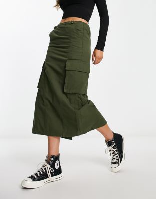 New Look - Midi-Cargo-Rock in Khaki-Grün